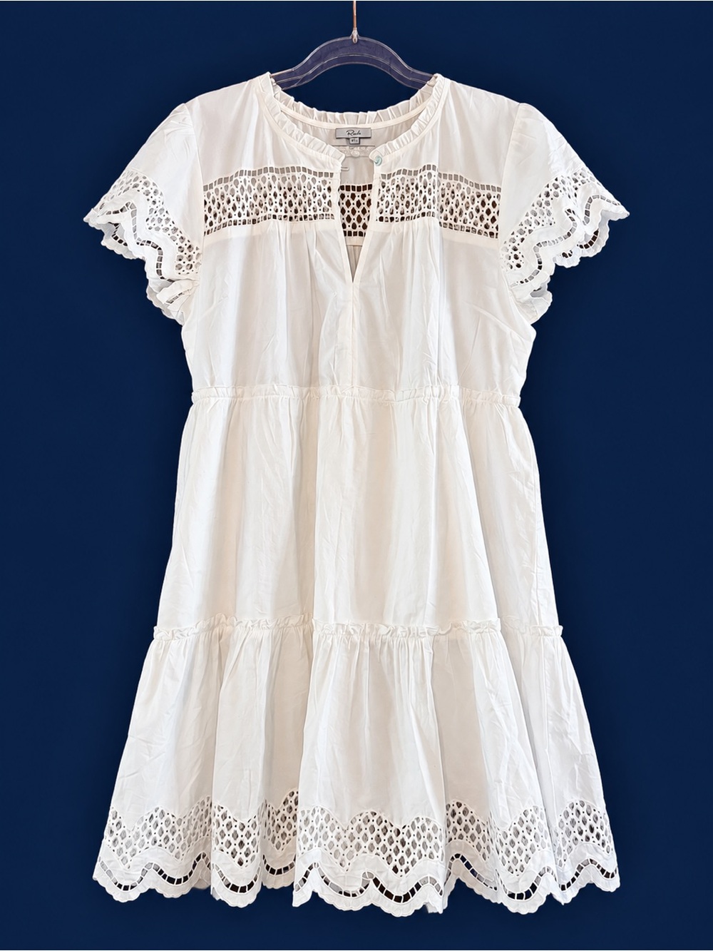 Rails White Eyelet Lace Mini Dress XXL Short Sleeve Boho